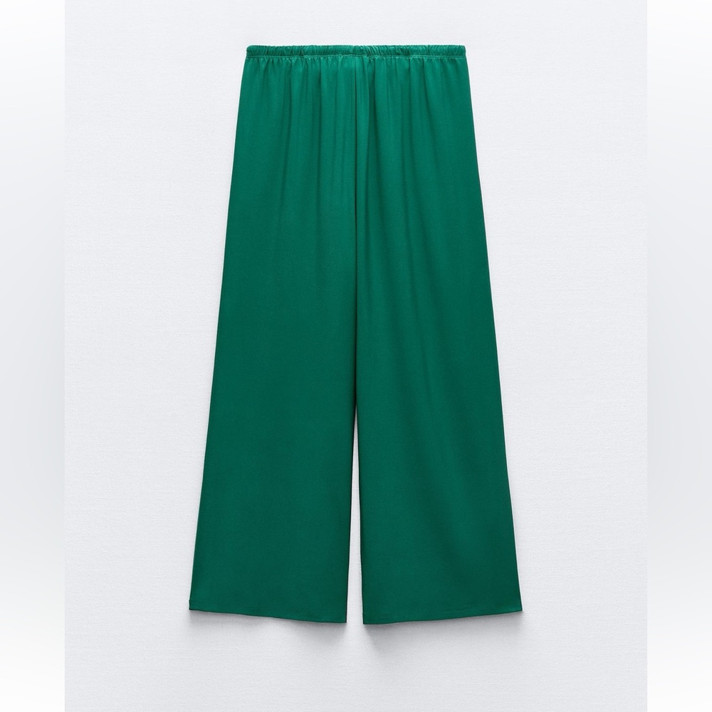 Zara wide leg flowy pants. NWT. GREEN. REF: 1165/079. - Picture 3 of 4